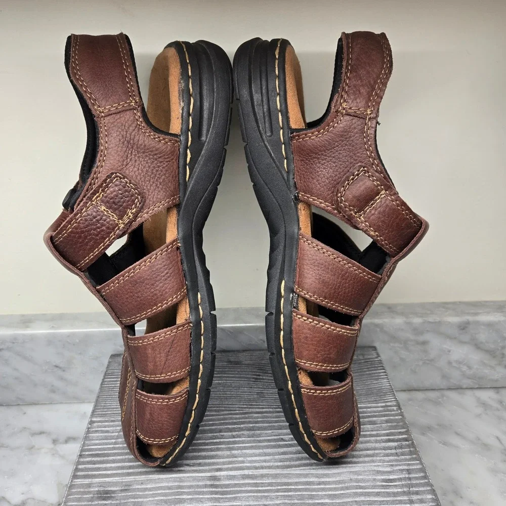 Dr. Scholls Gaston Mens Brown Leather Fisherman Sandals Memory Foam Size 13 M - Picture 5 of 14